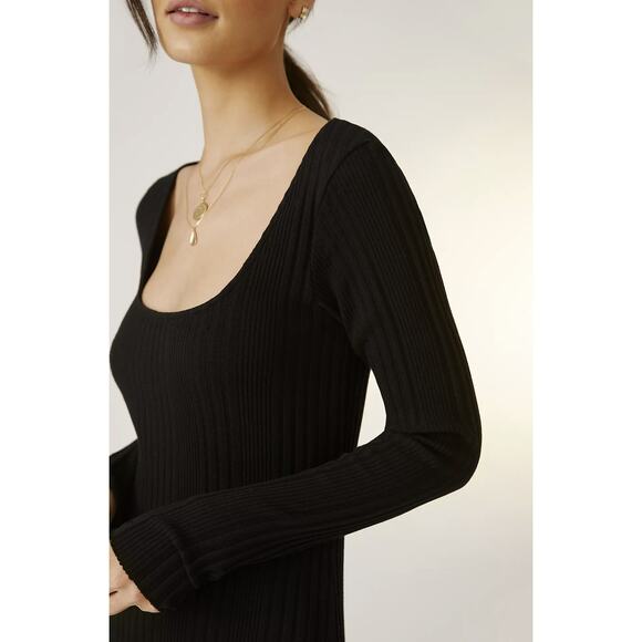 NEW Anthropologie Black Stateside Ribbed Midi Dress - Large - Picture 3 of 5